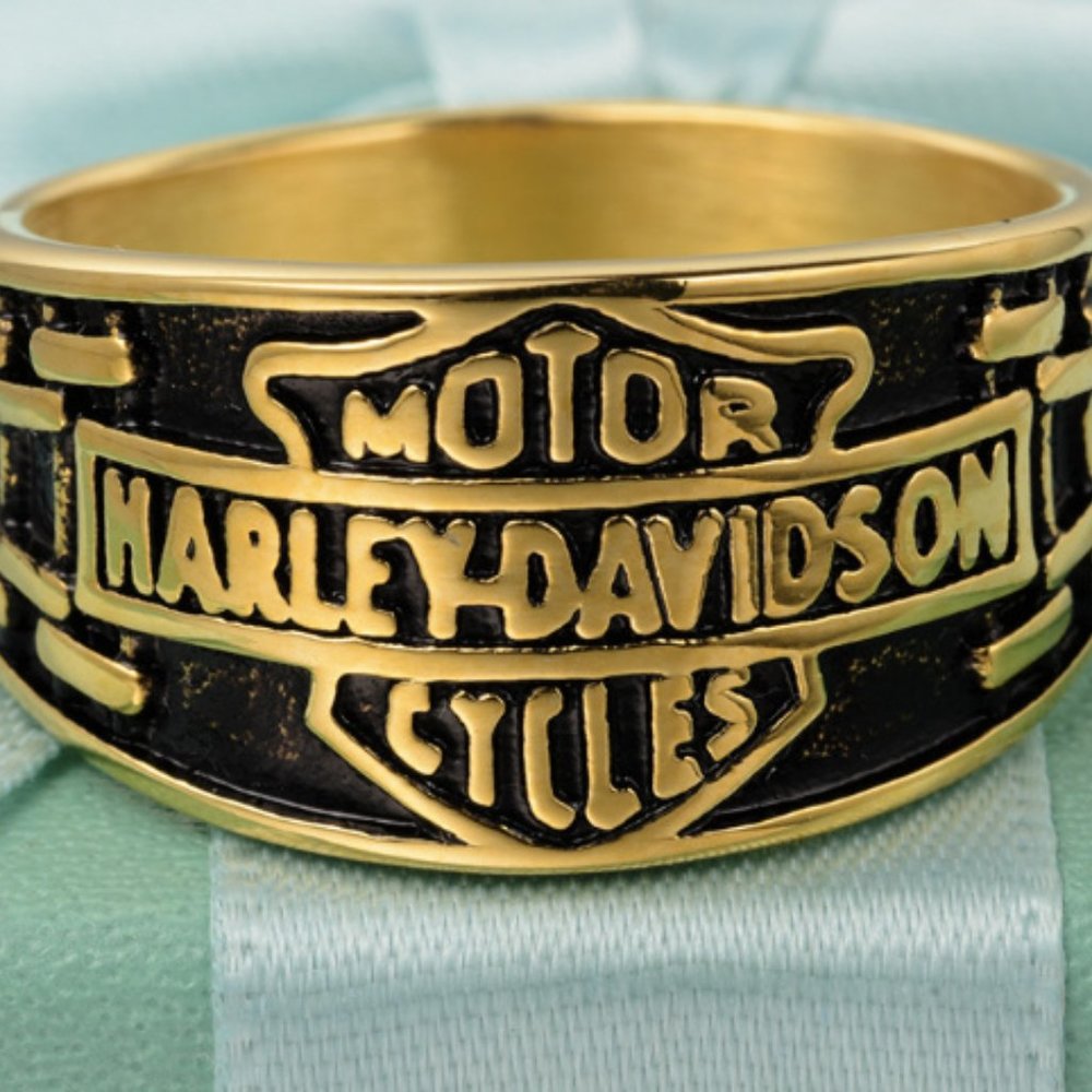 Harley Davidson Script Biker Motorcycle Heavy Metal Ring - Picture 5 of 8